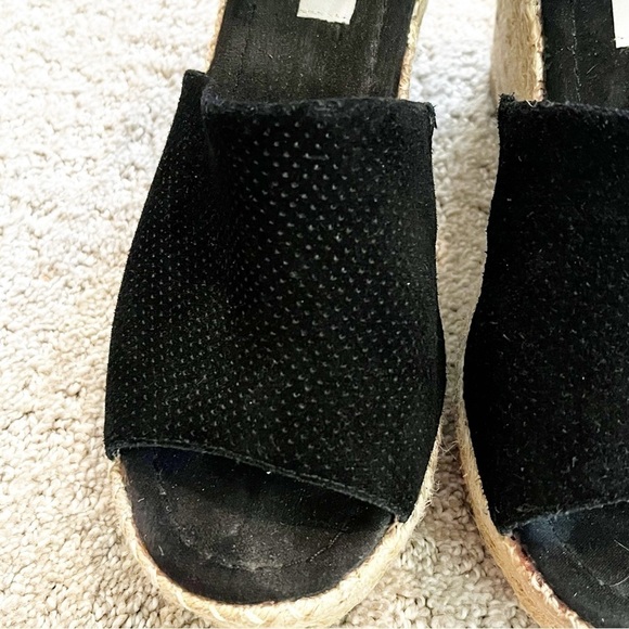 Steve Madden Josey Black Wedges Women Size 9.5 Espadrille Sandals Ankle Strap - Picture 2 of 10